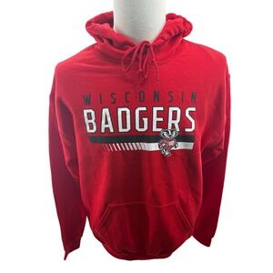 Captivating Wisconsin Badgers Red Hoodie Sweatshirt‎ Mens Medium NEW
